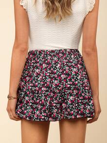 Coeurva 小碎花荷葉邊半身裙 - 彩色 - 查看 5