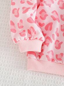 Cozy Pixies Baby Girl Colorful Floral Knit Soft Round Neck Drop Shoulder Sweatshirt Leopard Toddler Top Girl Baby Girl Clothes Long Sleeve Baby Girls Sweatshirts Animal Print Clothes Toddler Leopard Print Baby Clothes Fall Winter