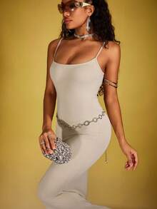 INAWLY Solva 女士纯色简约修身夏季吊带连衣裙 - 彩色 - 查看 3