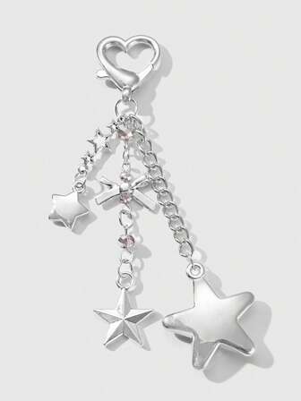 Kawaii 1 pièce Charm de sac à pendentif en forme d'étoile avec strass argentés et perles, cadeau simple et élégant pour les femmes