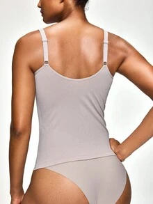 SHAPORA Pakaian Dalam Pembentuk Tubuh yang Nyaman dan Tanpa Jahitan untuk Wanita, Atasan Kasual Rumahan, Warna Nude - Khaki - View 3