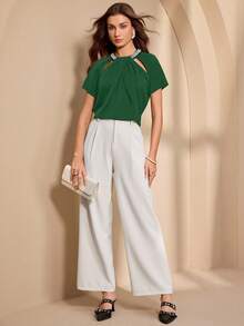 Almamuse Atasan Wanita Elegan dengan Kerah Berhiaskan Manik-Manik - Dark Green - View 5
