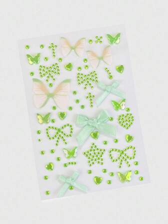 Kawaii 1 Stück Spitzenband, Herz, Stern, Kreuz, Glitzer & Edelstein Gesichtsaufkleber