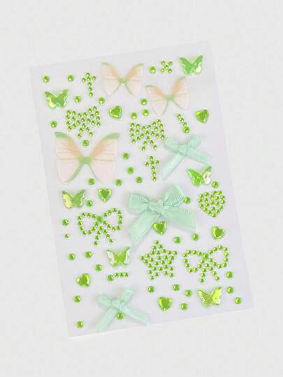 Kawaii 1 pieza Pegatinas para la cara con lazo de encaje, corazón, estrella, cruz, brillo y gemas