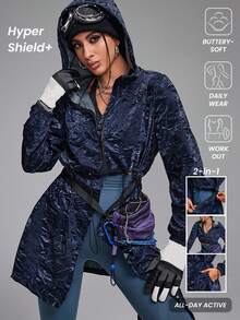 Innovista Women 2-In-1 Detachable Dual-Purpose Model Sport Jacket , Camping Running Outdoor, Going Out Tops, Light Jacket, Windproof Jacket, Blue Jacket, 2-In-1 Detachable, Zip Up Jacket, Women Jackets, Sports Windbreaker Light Jacket With Hoodie, Winter Women Jacket, Fall Winter Women Outfitfall Outfits For Women Cool Light Blue