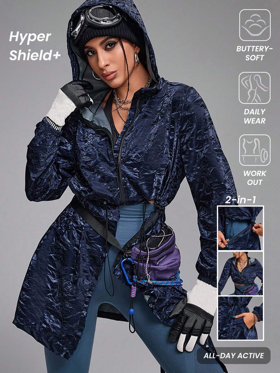 Innovista Women 2-In-1 Detachable Dual-Purpose Model Sport Jacket , Camping Running Outdoor, Going Out Tops, Light Jacket, Windproof Jacket, Blue Jacket, 2-In-1 Detachable, Zip Up Jacket, Women Jackets, Sports Windbreaker Light Jacket With Hoodie, Winter Women Jacket, Fall Winter Women Outfitfall Outfits For Women Cool Light Blue