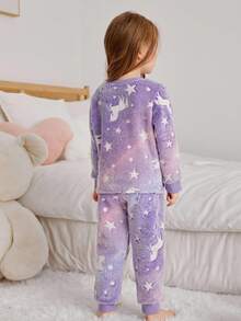 Young Girls' Night Glow Star Pattern Home Wear Set