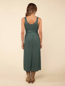 Coeurva Váy ôm sát lưng không tay màu trơn đi nghỉ mát dành cho nữ, váy mùa hè, đi biển - màu xanh lá - Xem 3