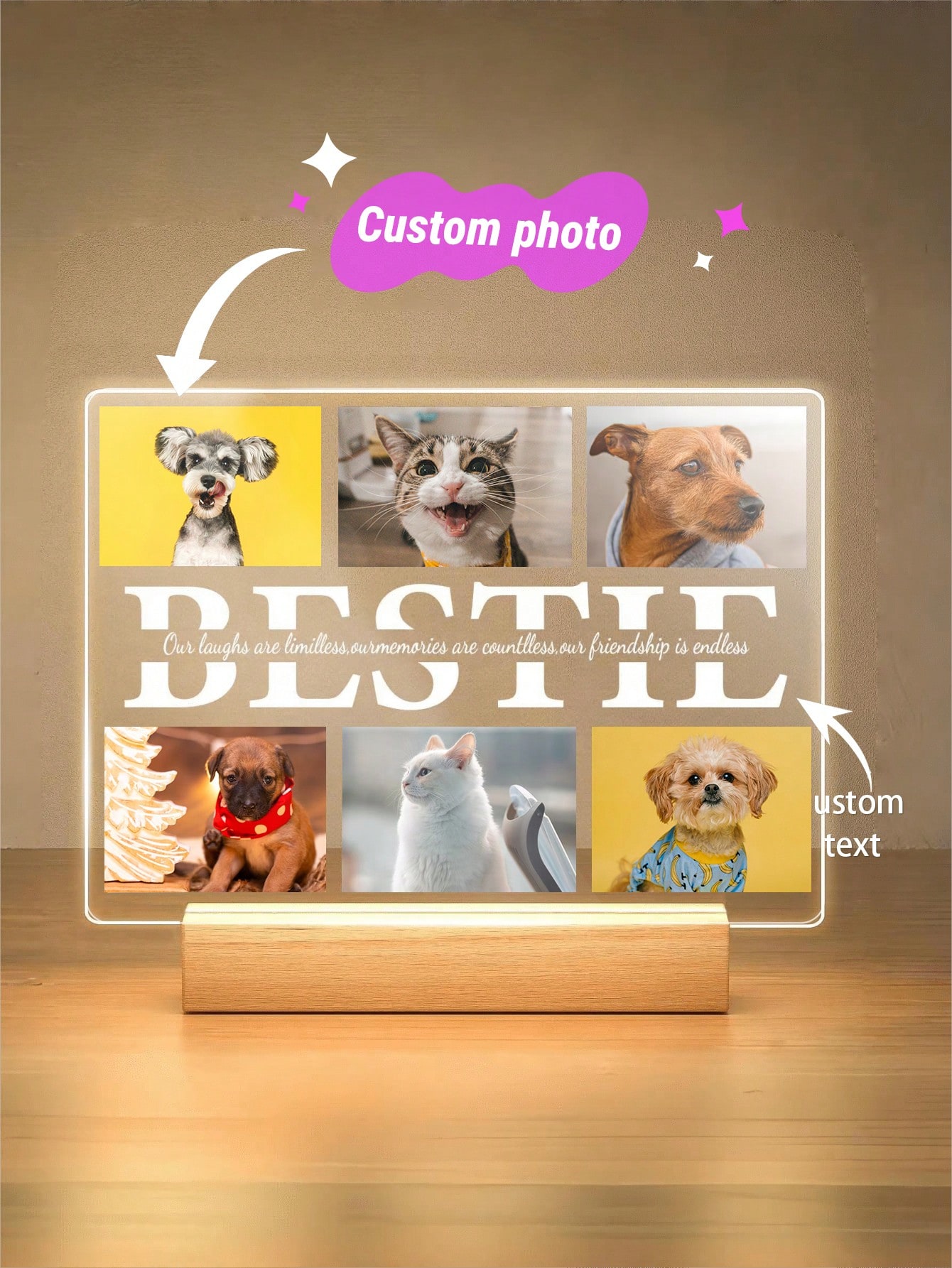 Personalized Photo Acrylic Night Light, Custom Home Decor Gift For Best Friend, Boyfriend, Girlfriend, Family, Pets - Unique Birthday, Valentine's Day, Anniversaries, Graduation, Mother's Day, Father's Day, Children's Day, Housewarming Gift For Bedroom, Living Room, Office, Modern Fashionable Ornament