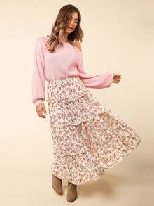 Coeurva Women's Ditsy Floral Skirt For Holiday - Multicolor - View 3