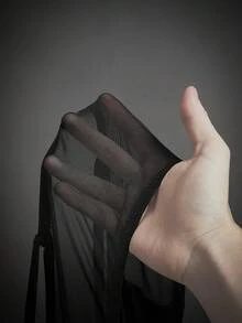 SHEIN ICON 女式性感万圣节吸血蝙蝠不对称下摆系带迷你连衣裙 - 黑色 - 查看 8