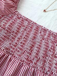 SHEIN Camisa informal minimalista y cómoda con tirantes a cuadros para niña preadolescente - Rojo y blanco - Ver 7