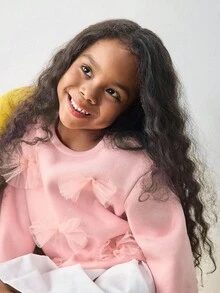 Maija Kids Maija Kids 少女字母图案柔软针织圆领长袖套头衫 - 粉色 - 查看 6