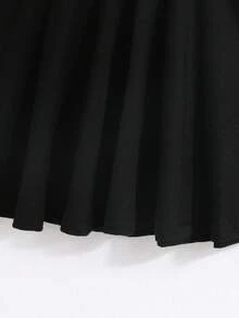 SHEIN Baby Girl Striped Sleeveless Dress With Ruffled Collar For Summer - Black - View 3