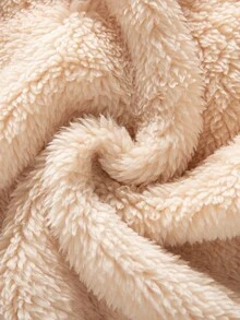 SHEIN 2 件套年轻女孩秋冬装，精致优雅风格加厚背心和格子连衣裙 - 杏色 - 查看 9