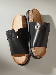 Solecia 男士休闲厚底凉鞋，夏季 - 黑色 - 查看 2