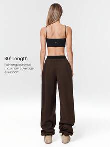 GLOWMODE 30" Everyday Fleece Be Comfy Oversized Fit Adjustable Drawstring Waist Basic Joggers With Side Pockets Daily Casual - Chocolate Brown - View 5