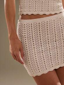 SHEIN BAE 女式休闲简约镂空针织紧身迷你裙