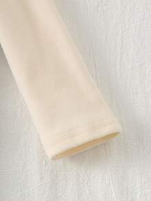 Loomiva 2件套男婴纯色针织柔软圆领长袖套头衫和吊带裤套装 - 杏色 - 查看 4