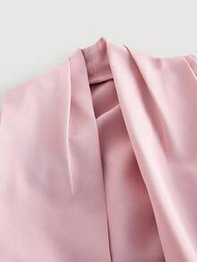 SHEIN X Belle Mariano SHEIN MOD 女士休闲V领蝴蝶结吊带上衣，粉色雪纺蝴蝶结上衣，适合婚礼派对，优雅无袖，柔软轻盈面料，裹身V领设计，芭蕾舞风格，低调奢华，浪漫聚会，婚礼宾客上衣，时尚夏季派对服饰 - 淺粉色 - 查看 3