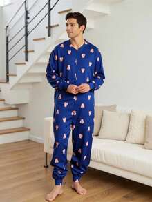 Back To School Fashion Men Loungewear Jumpsuit, Fall