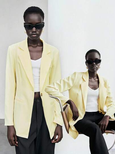 Lumivelle Women's Casual Commuter Lapel NeckLong Sleeve Blazer Jacket, Autumn Fall Cloth For Women