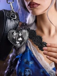 Corpse Bride X SHEIN 1 件 PU 皮革人物图案装饰吊坠、包包饰物、钥匙扣，可挂在包包、钱包、衣服上，适用于婚礼、哥特式、爱情、维多利亚时代 - 黑色 - 查看 3