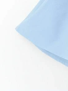 GlowEve CURVE 女式加大码优雅休闲前褶泡泡袖衬衫 - 淺藍色 - 查看 3