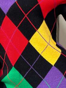 BamGleam 菱格短款针织毛衣裙，冬季新品 - 黑色 - 查看 8