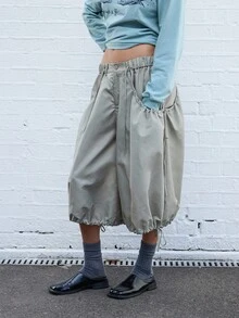 COUREZ 低腰气球降落伞裤/Y2K春装裤 - 綠色 - 查看 4