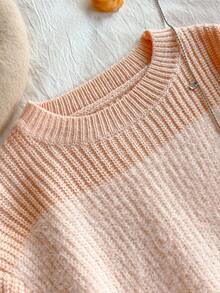 冬季服装、冬季套装、儿童冬季服装、秋季服装、万圣节、万圣节服装、圣诞节服装、女童休闲条纹圆领长袖毛衣 - 彩色 - 查看 3