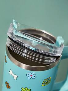 SCOOBY-DOO X SHEIN Cartoon Pattern 40oz Tumbler With Handle, Insulated Cup, Vacuum Insulated Water Bottle, Stainless Steel Travel Mug, Car Mug,Tumbler, Gift For Friends - Green - View 4