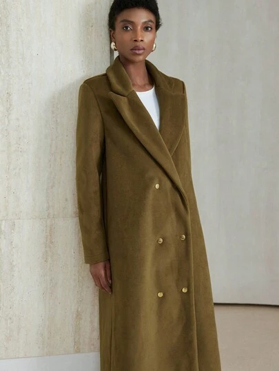 Aveloria Modichic 初秋女士宽松蓝白条纹双层四向弹力印花双排扣领拼色西装外套