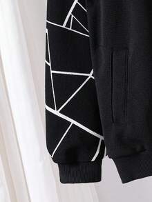 SHEIN 秋冬少女针织休闲宽松拉链长袖外套 - 黑色 - 查看 7