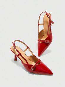 CUCCOO BIZCHIC Women's Pointed Toe High Heel Pumps, Sexy Stiletto Heels, Outdoor Commute Party Wedding Shoes, Red Spring Shoes - Red - View 6