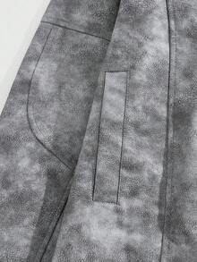 ROMWE MEN Casual Men's Retro Distressed Stand Collar Jacket, Fall Winter - Black - View 8
