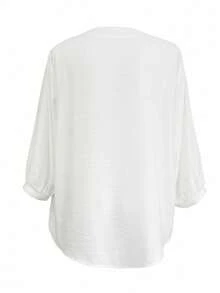 Linhara Blus Kasual Longgar Lengan 3/4 untuk Wanita Ukuran Besar - MultiWarna - View 2