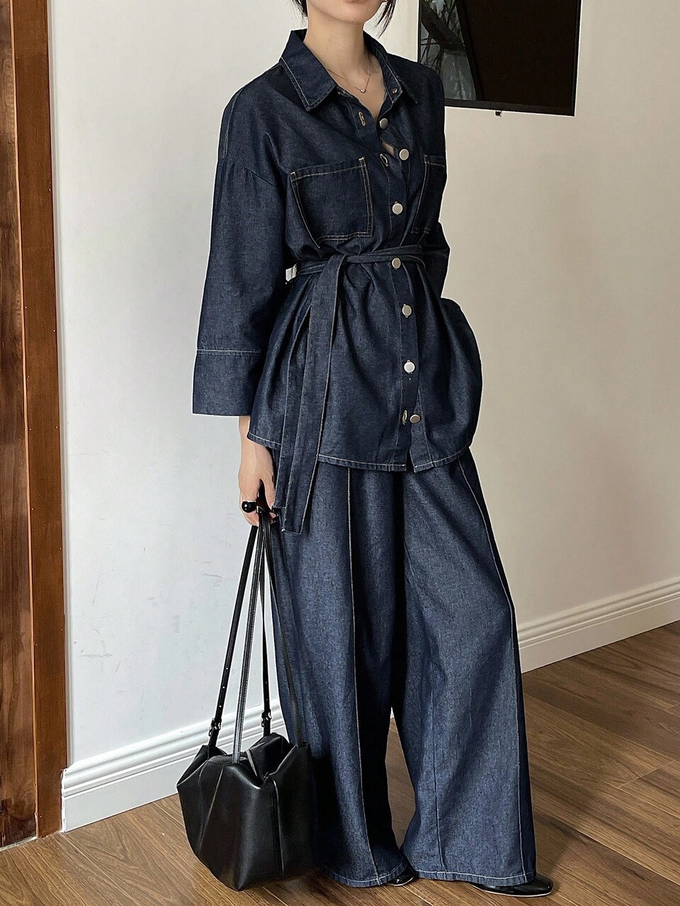 Autumn/Winter New Loose Casual Vintage Distressed Old Coin Design Women Denim Set Lounge Sets For Women