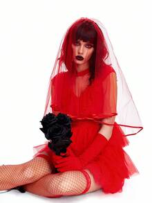 ROMWE Avant 性感红色新娘法塔莱透明多层深色神秘晚礼服 - 紅色 - 查看 5