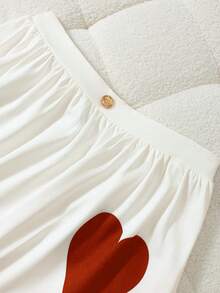 GlowEve CURVE Plus Size Women Heart Print A-Line Casual Versatile Skirt - Red - View 4