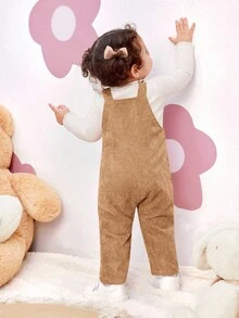 SHEIN Pelele de bebé recién nacido niña lindo y versátil con estampado de dibujos animados de pana, para otoño/invierno - Caqui - Ver 14