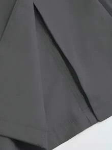 SHEIN Unity Áo khoác blazer nữ tay dài cổ ve lật màu trơn thời trang đa năng - Xám - Xem 8