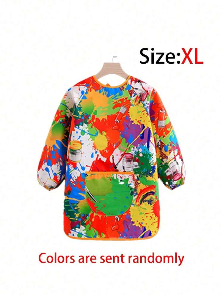 Jinlaili Tablier de Peinture Enfant Imperméable avec Manches Longues, Blouse pour L'école, Activités, Bricolage, Age 3-8 Ans, Jaune, M