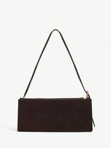 SHEIN SXY 女士单肩包，流浪包，绒面革，时尚，优雅，简约，个性化，多功能，经典，适合通勤，办公室，约会，日常，购物，下午茶 - 咖啡棕 - 查看 4