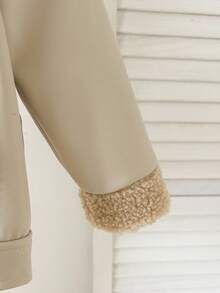 SHEIN Playful Pals Baby Boys' Thermal Lined Long Sleeve Jacket Fall Winter - Apricot - View 5