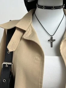 Elamini Women's Casual Chic Utility Jacket With Turndown Collar Fall Winter Cloth For Women - Khaki - View 4