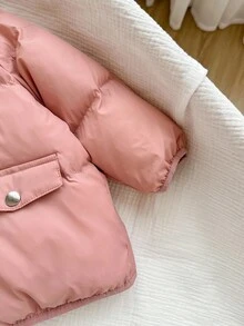 SHEIN Babygirl 可爱百搭粉色保暖羊毛连帽棉衣，秋冬 - 藕粉色 - 查看 3