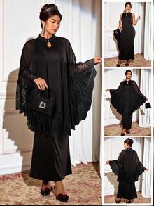 Cravure Halloween Plus Size Co-Ords Fall Cloth For Women - Black - View 1