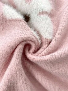 SHEIN Maternity Floral Pattern Asymmetric Hem Long Sleeve Pullover Sweater - Pink - View 5