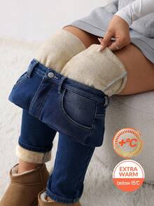 SHEIN Jeans skinny bleus en denim confortable, doux et élastique pour tenues décontractées de filles préadolescentes. Idéal pour le retour à l'école, le collège, les sorties entre amis et les tenues d'hiver et d'automne. Convient également pour les festivals et les tenues de détente à la maison.